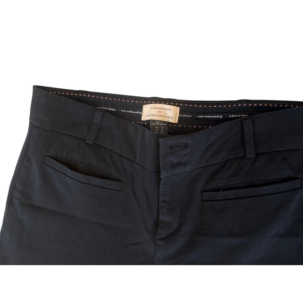 Anthropologie The Essential Slim Trousers Black Pants Sz 10 Chic Classy EUC - Picture 3 of 7